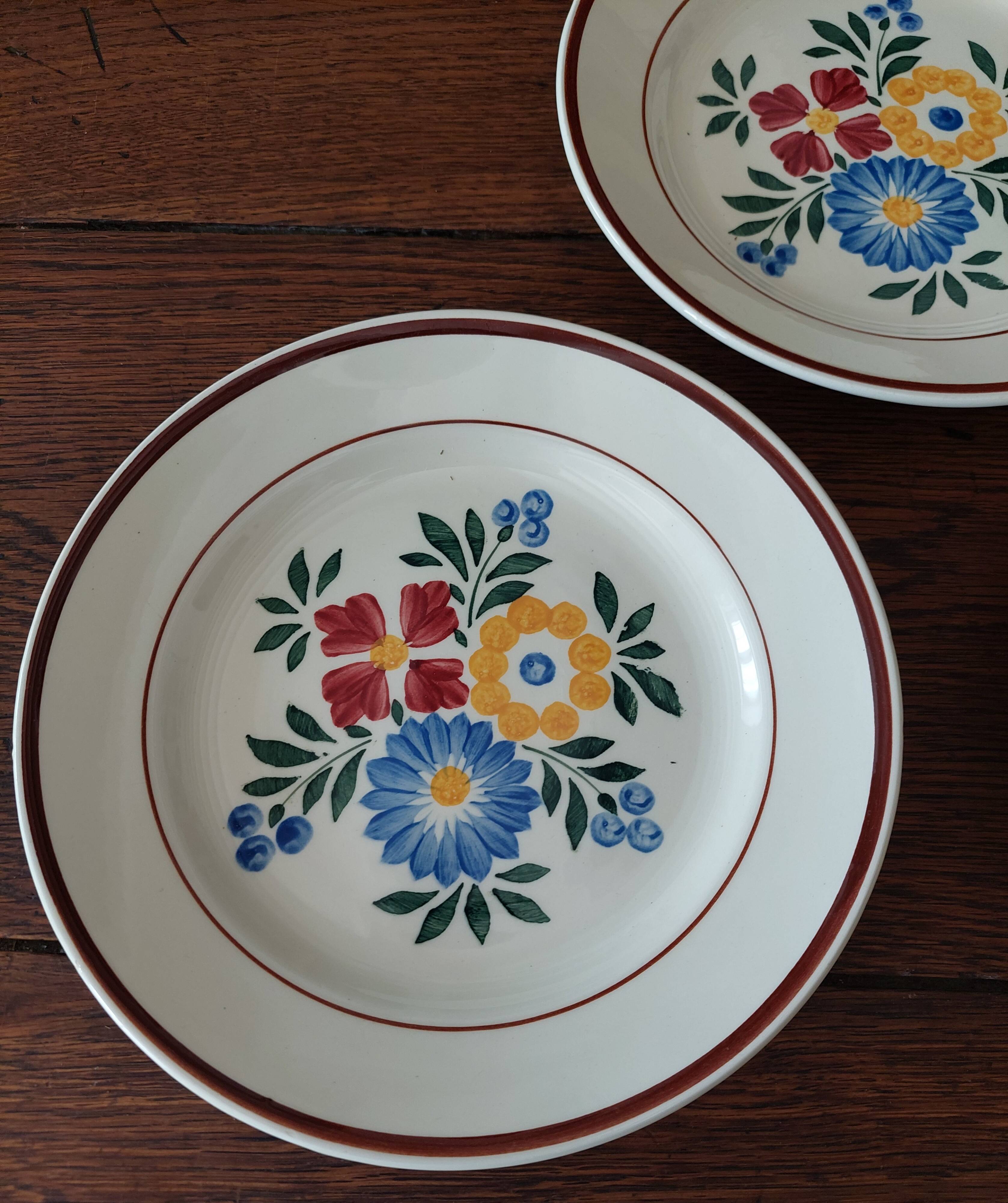 Flat plates set of five hbcm creil montereau decor cote d'argent