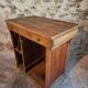 Antique French oak shop counter, kitchen island on wheels, circa 1880–1900.