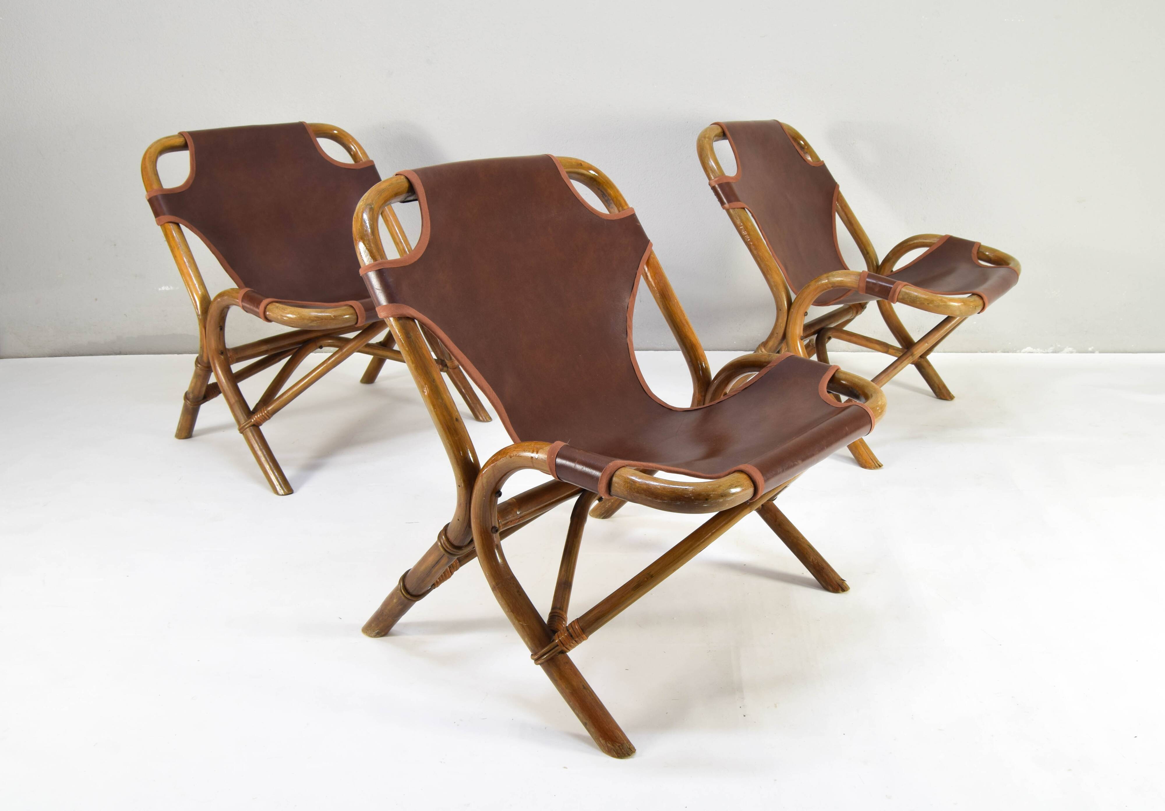 Set of four Mid-Century Modern bamboo armchairs, Spain, 1960