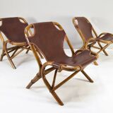 Set of four Mid-Century Modern bamboo armchairs, Spain, 1960