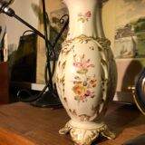 Pair of earthenware vases of sarreguemines with floral decoration