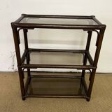 Rattan and smoked glass bookcase shelf