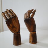Pair of articulated wooden hands