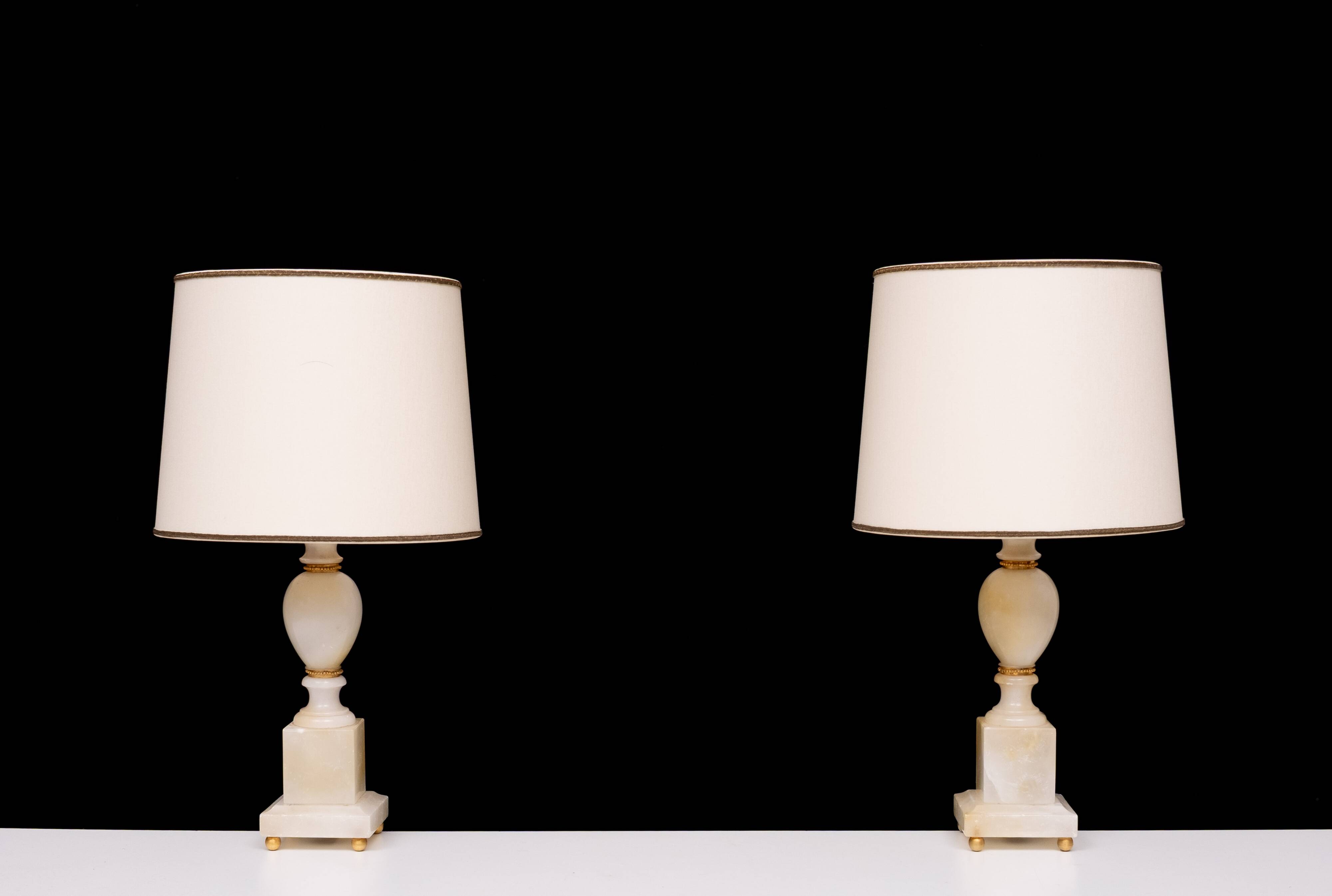 small Marble Table lamps Hollywood Regency 1970s Italy
