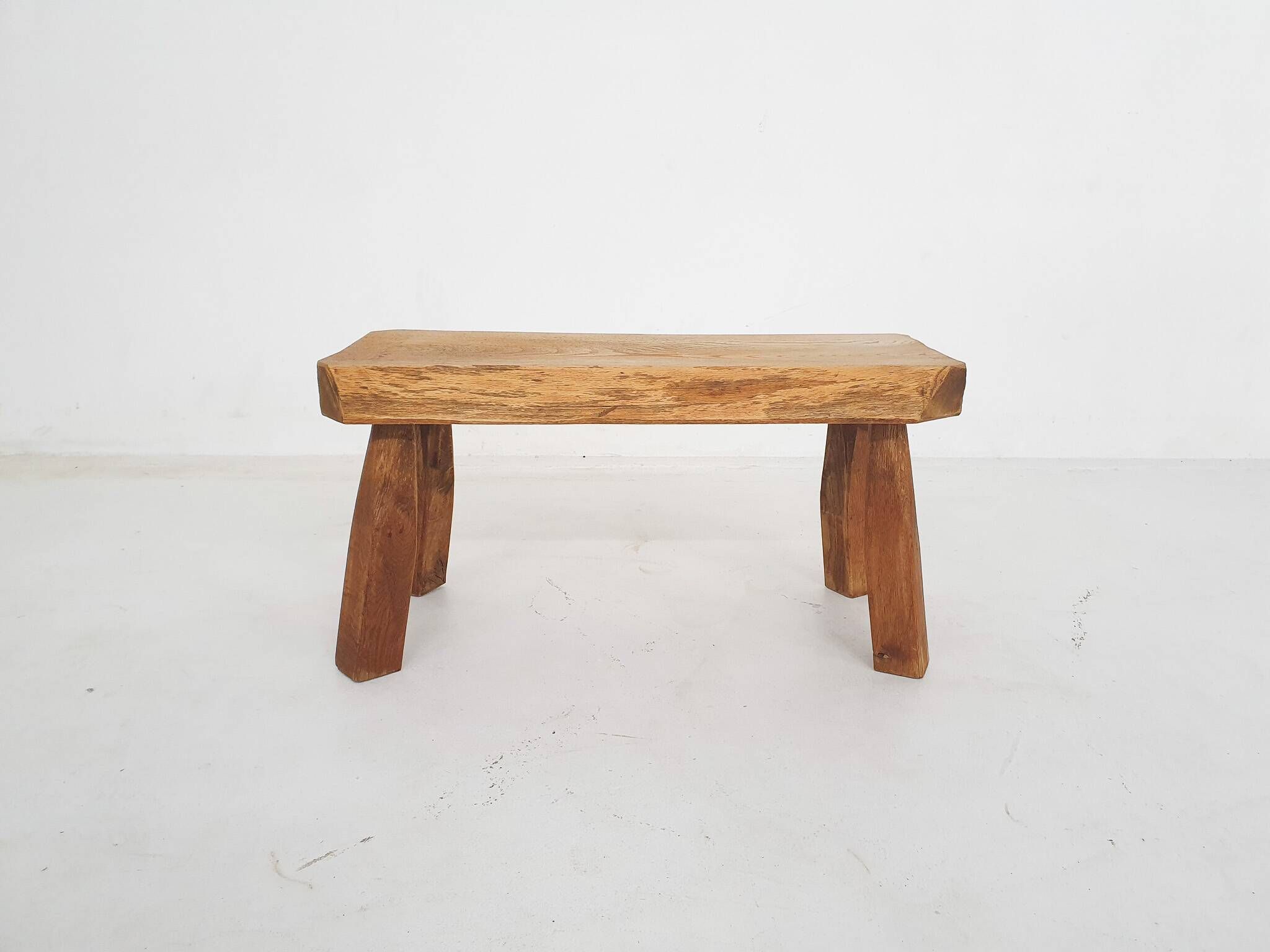 Solid oak side table, The Netherlands 1970's