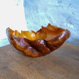 Swedish popular art Very large bowl in dark and curly birch, 1960s