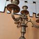 Pair of gilded bronze and brass candelabra with 4 light arms.
