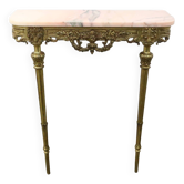 Console in brass and pink alabaster