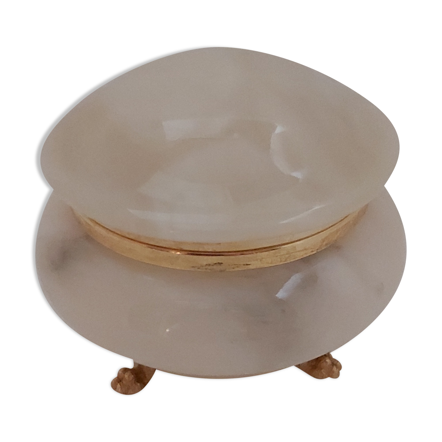 Ivory-colored alabaster box on feet
