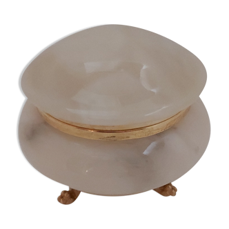 Ivory-colored alabaster box on feet