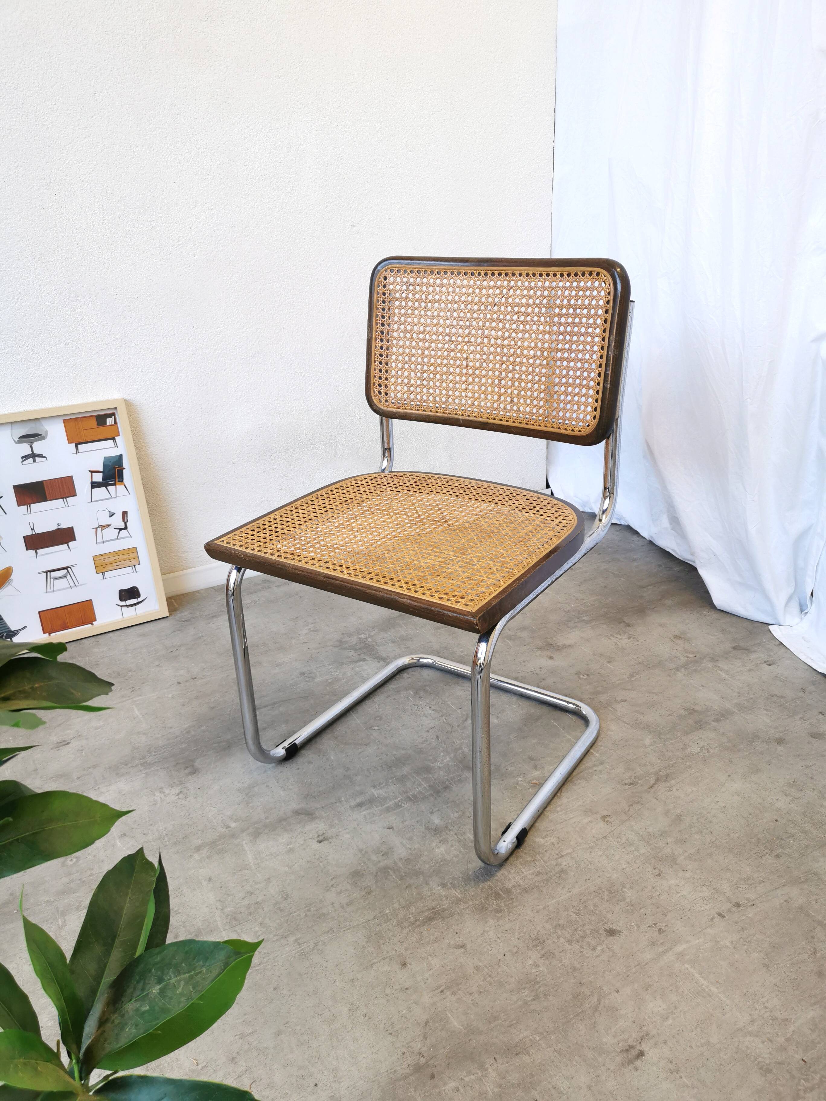 Vintage Cesca Cane Chair: 1970s Italian Mid-Century Modern Dining Office Ch