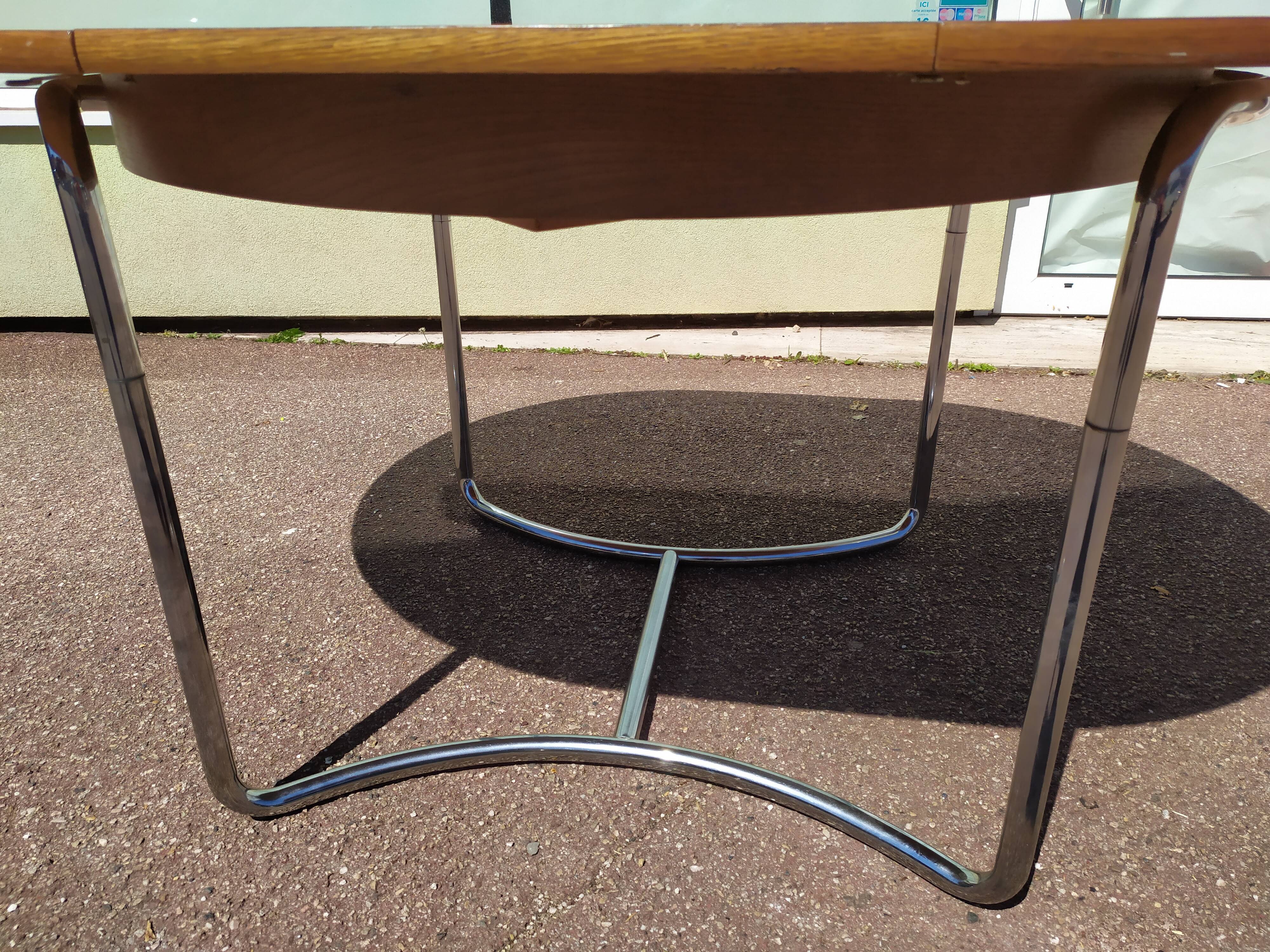 Table à manger en bois et acier chromé - Allemagne - Theobald Mobel - design