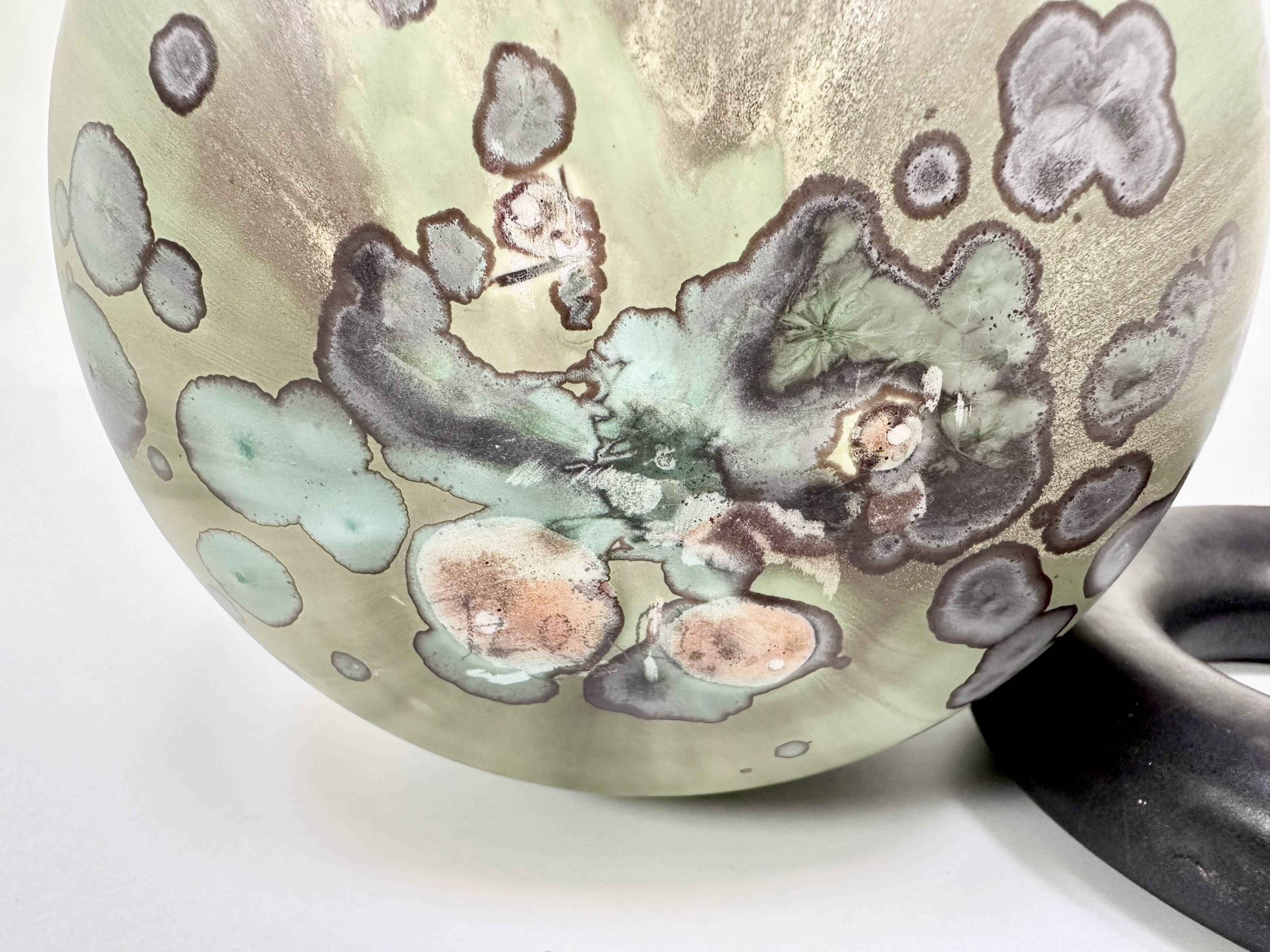 Glazed ceramic art vase with standing ceramic ring by Hanne Wydra-Jantz, Germany 1980