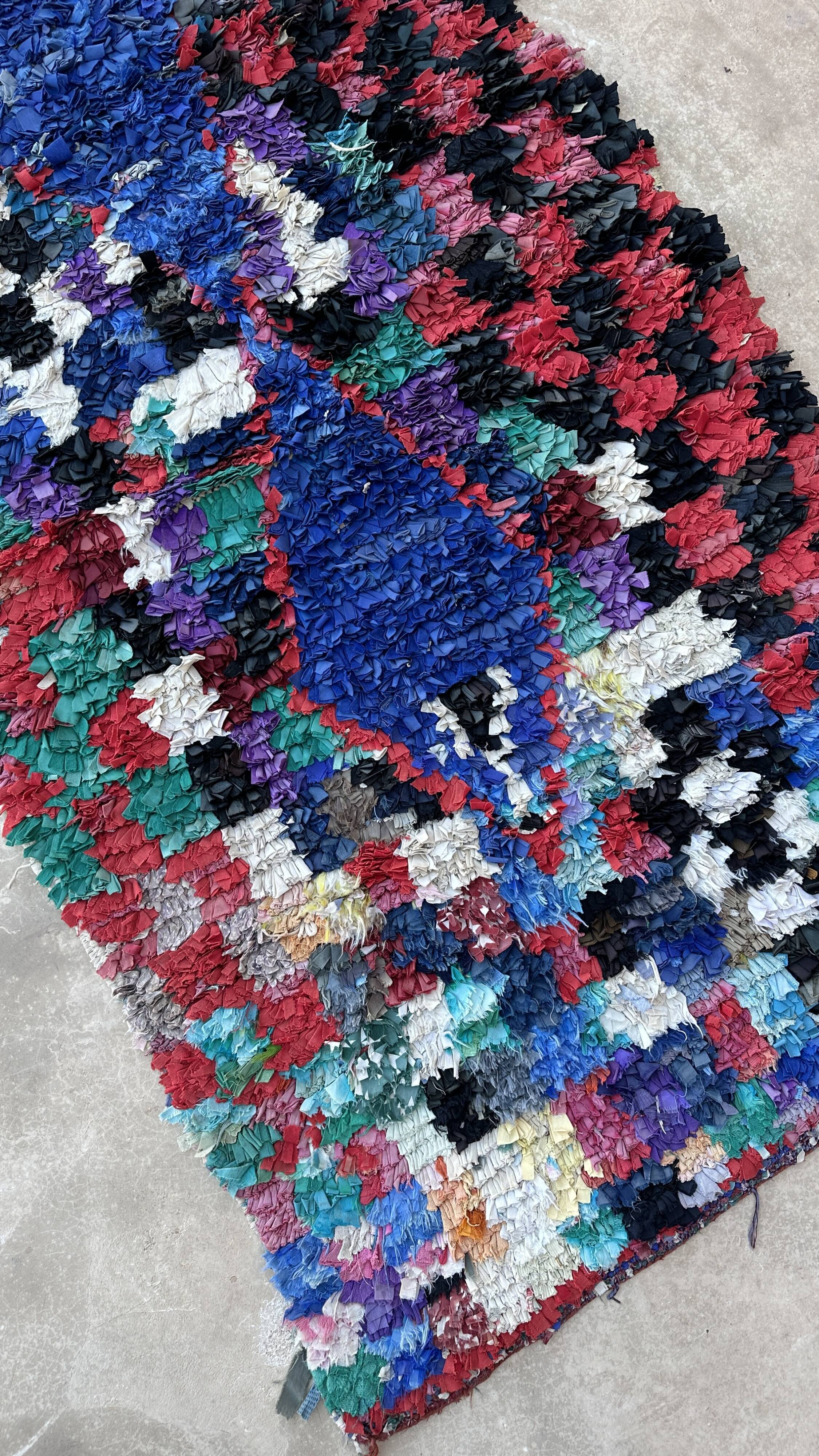Tapis Marocain Boucherouite coloré - 92 x 183 cm