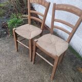 Pair of straw chairs