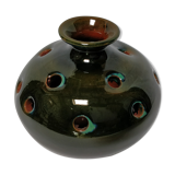 Round vase spikes flowers in green ceramic