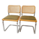 Paire de chaise Marcel Breuer cannage et tissu