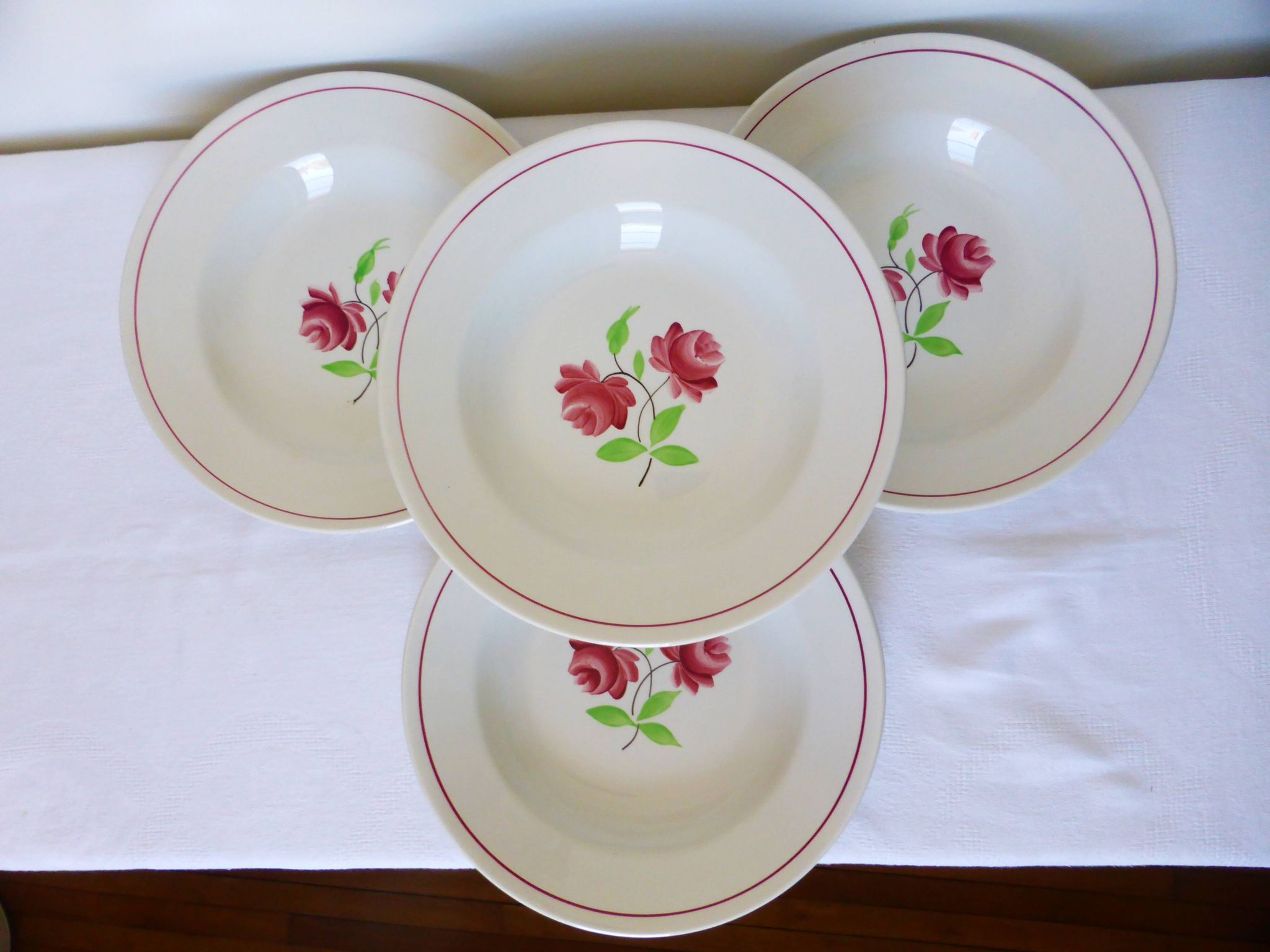 4 assiettes creuses K et G Luneville modèle Rose Mai 2106201