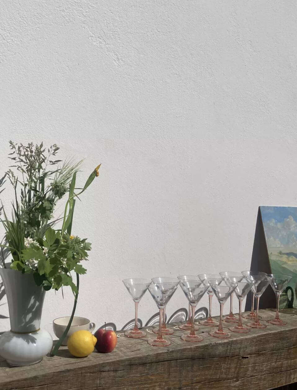 12 pink cocktail glasses Luminarc cuts