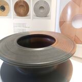 Black and Brown Hand-Painted Ceramic Piece attributed to Franco Bucci, Italy