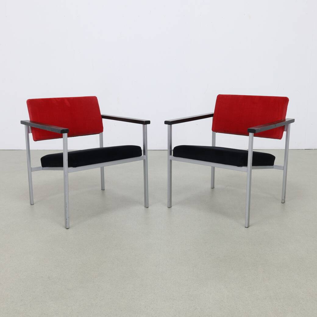 Paire de fauteuils minimalistes hollandais, années 1960
