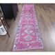 1970s Turkish handmade wool purple runner rug 76x340