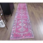 1970s Turkish handmade wool purple runner rug 76x340
