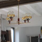 Vintage pendant light, Oberglass Austria glass pendant light, Murano style