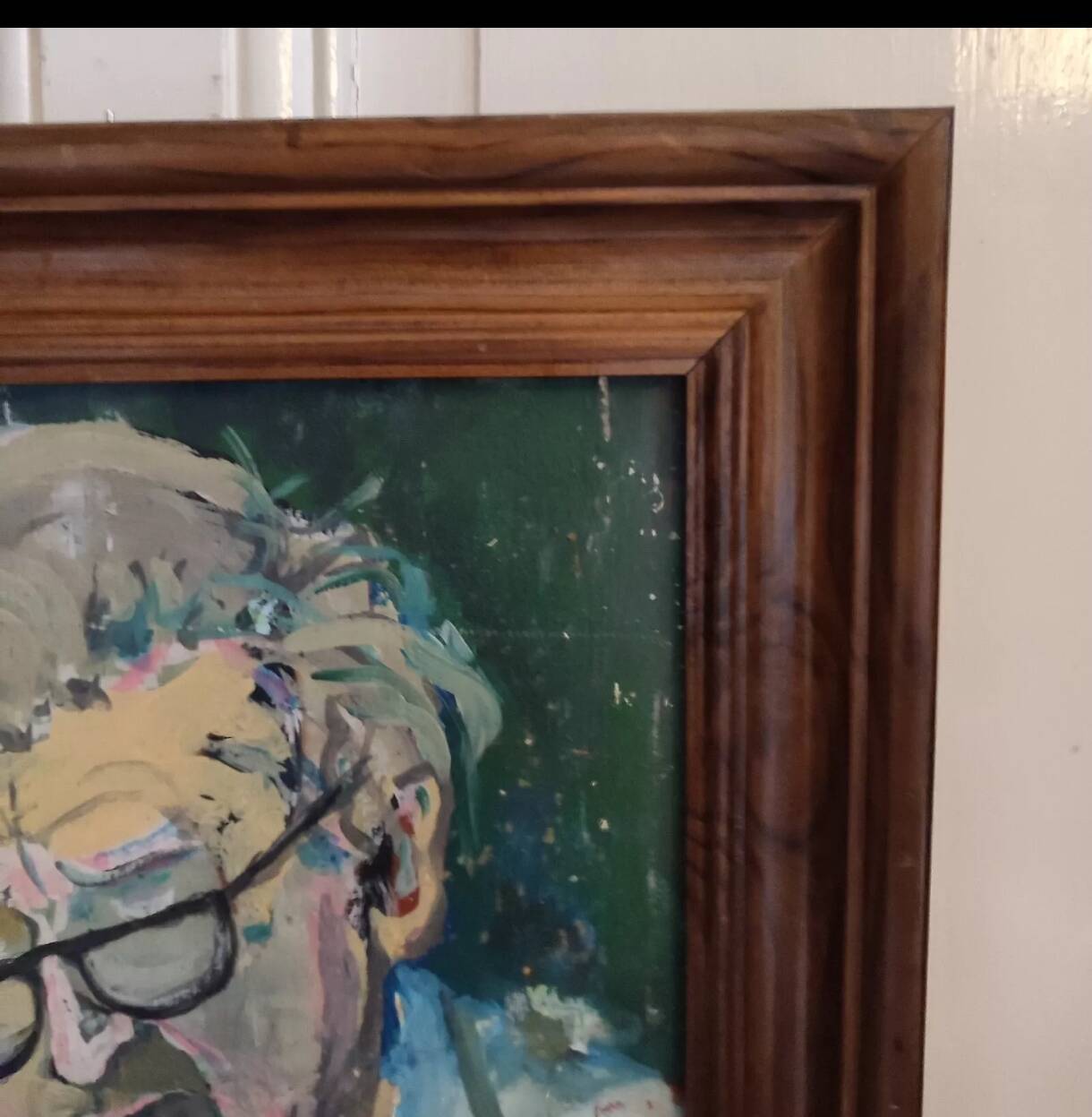 Gouache on framed cardboard "Old man with glasses", V. Lod (20th century)