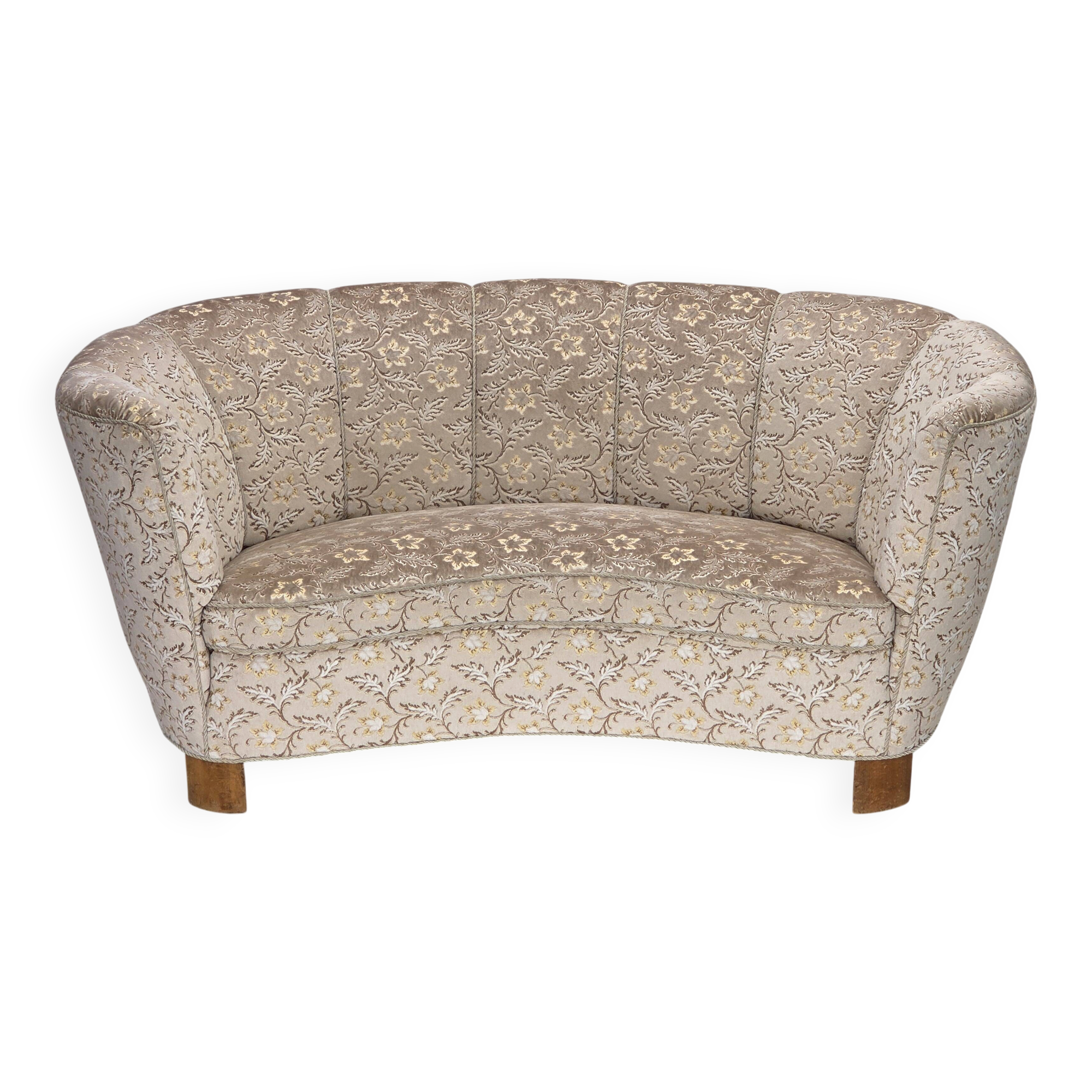 Canapé "Banane" danois 2 places des années 1970, velours d'origine.