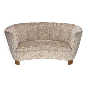 1970s, Danish 2-seater "Banana" sofa, original furniture velour.