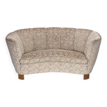 1970s, Danish 2-seater "Banana" sofa, original furniture velour.