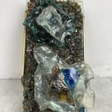 Vintage brutalist glass wall lamp 1960s