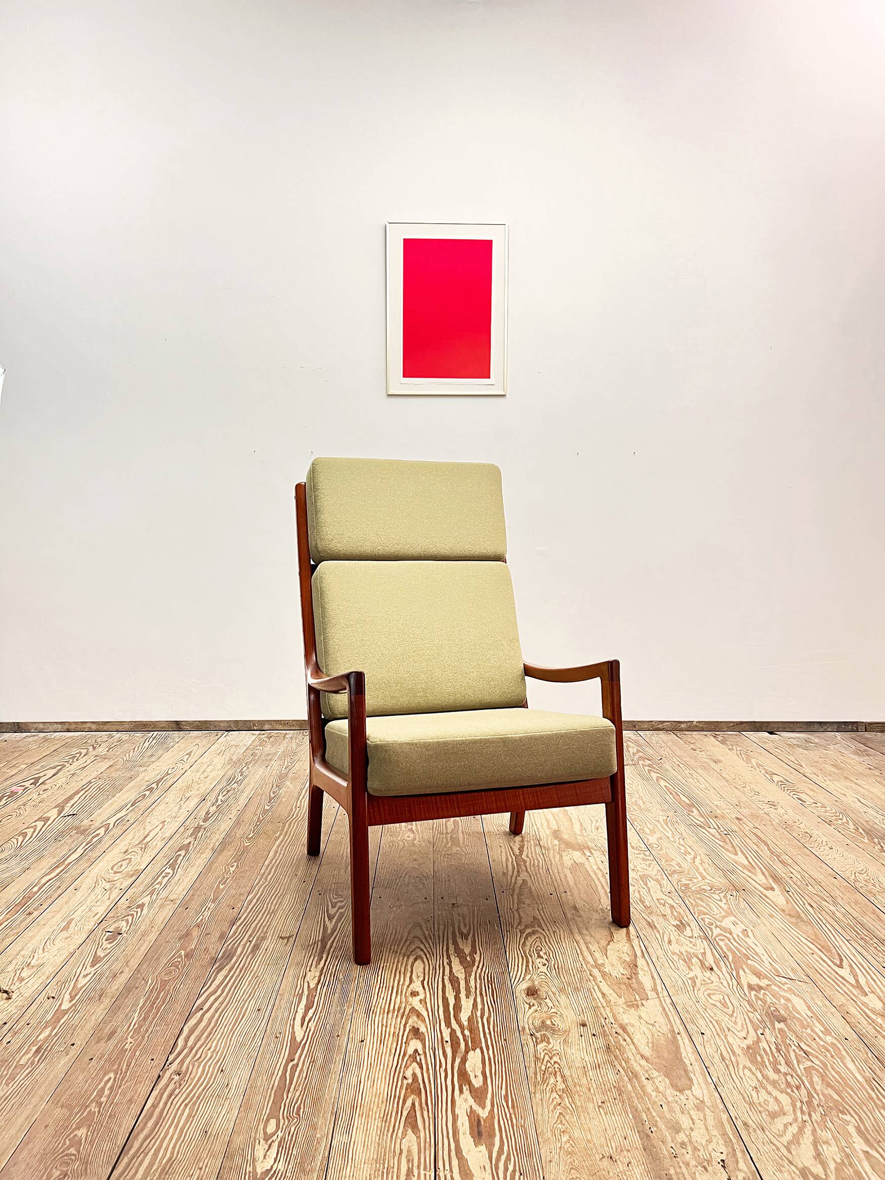 Danish Mid-Century  Lounge Chair and Stool by Ole Wanscher for Poul Jeppensens, Senator Series