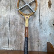 Old Tennis Racket LA HUTTE Imperial Wood + Zephyr Metal Protection #B766