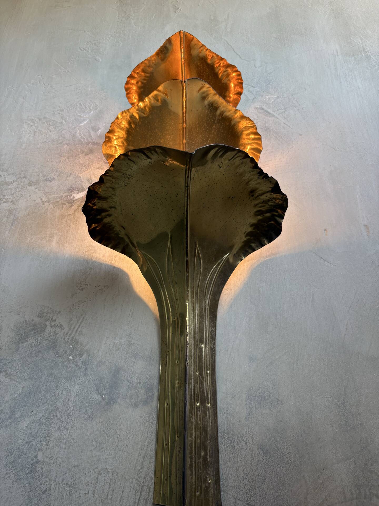 Rare wall sconce in brass – Tommaso Barbi style – 1970s