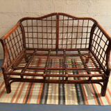 Vintage rattan bench