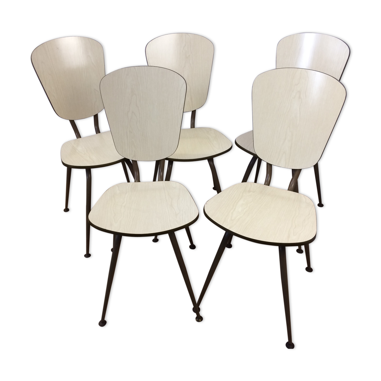 Lot of 5 beige Formica chairs