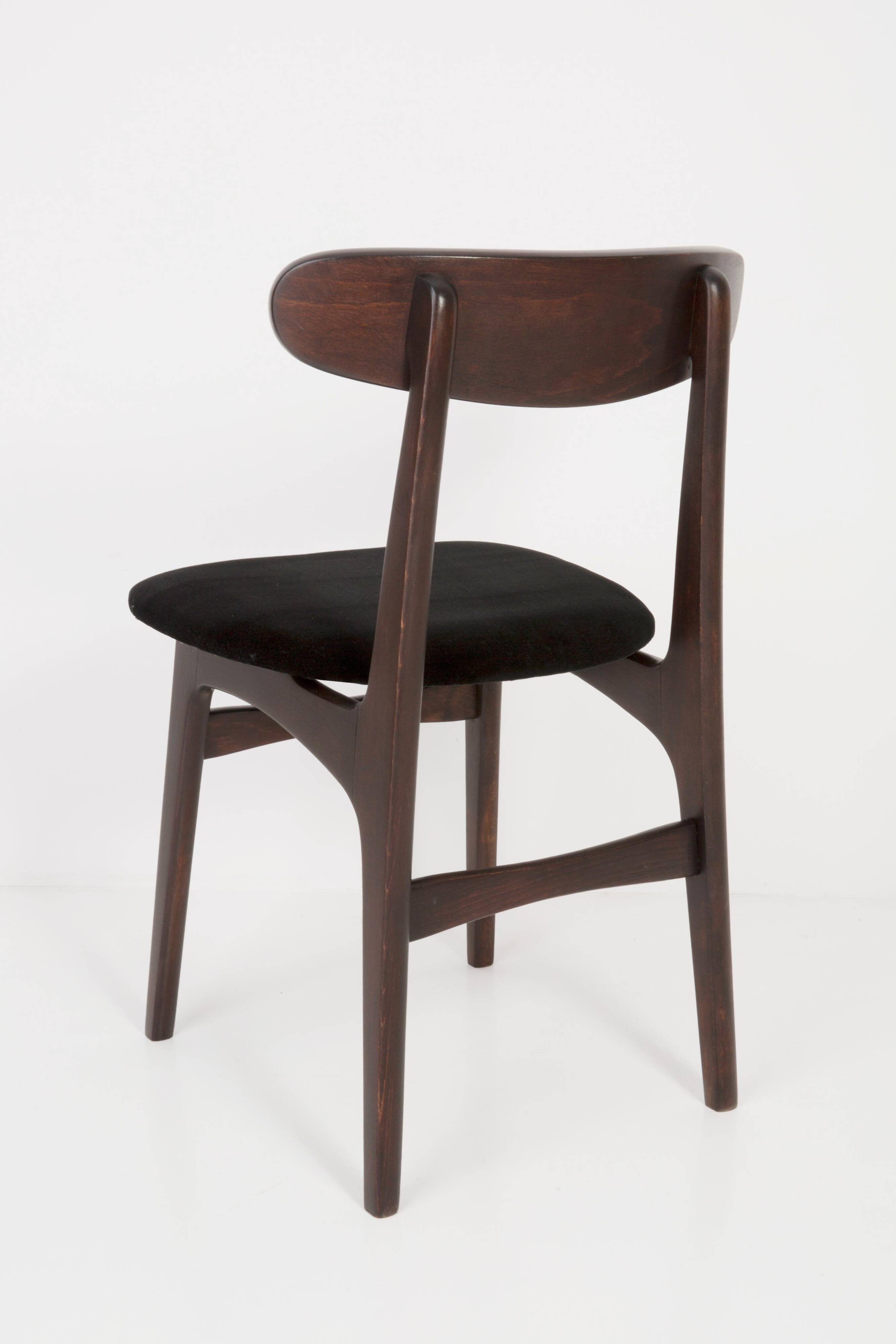 Black velvet armchair mid-century by Rajmund Halas, Poland, 1960.