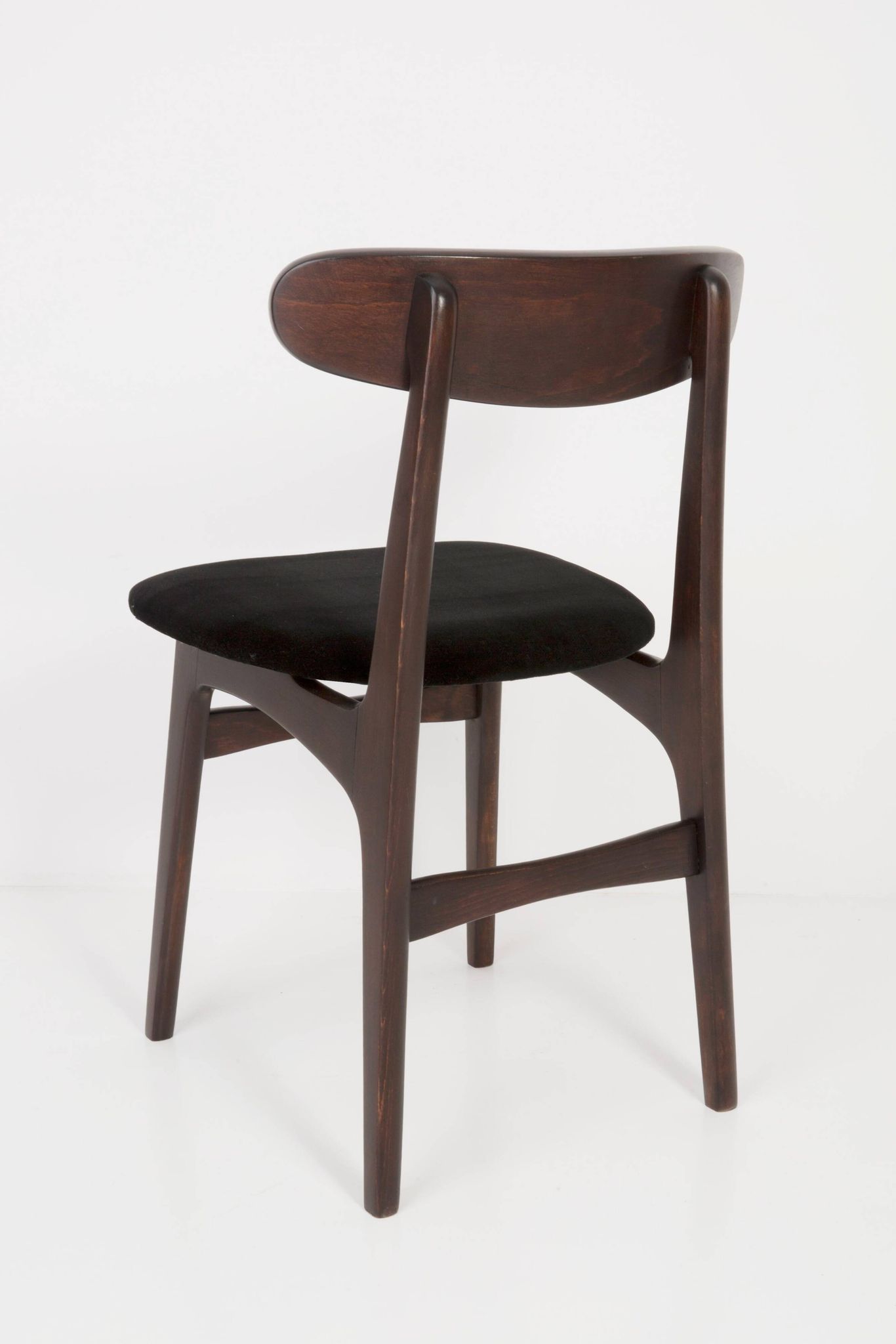 Black velvet armchair mid-century by Rajmund Halas, Poland, 1960.