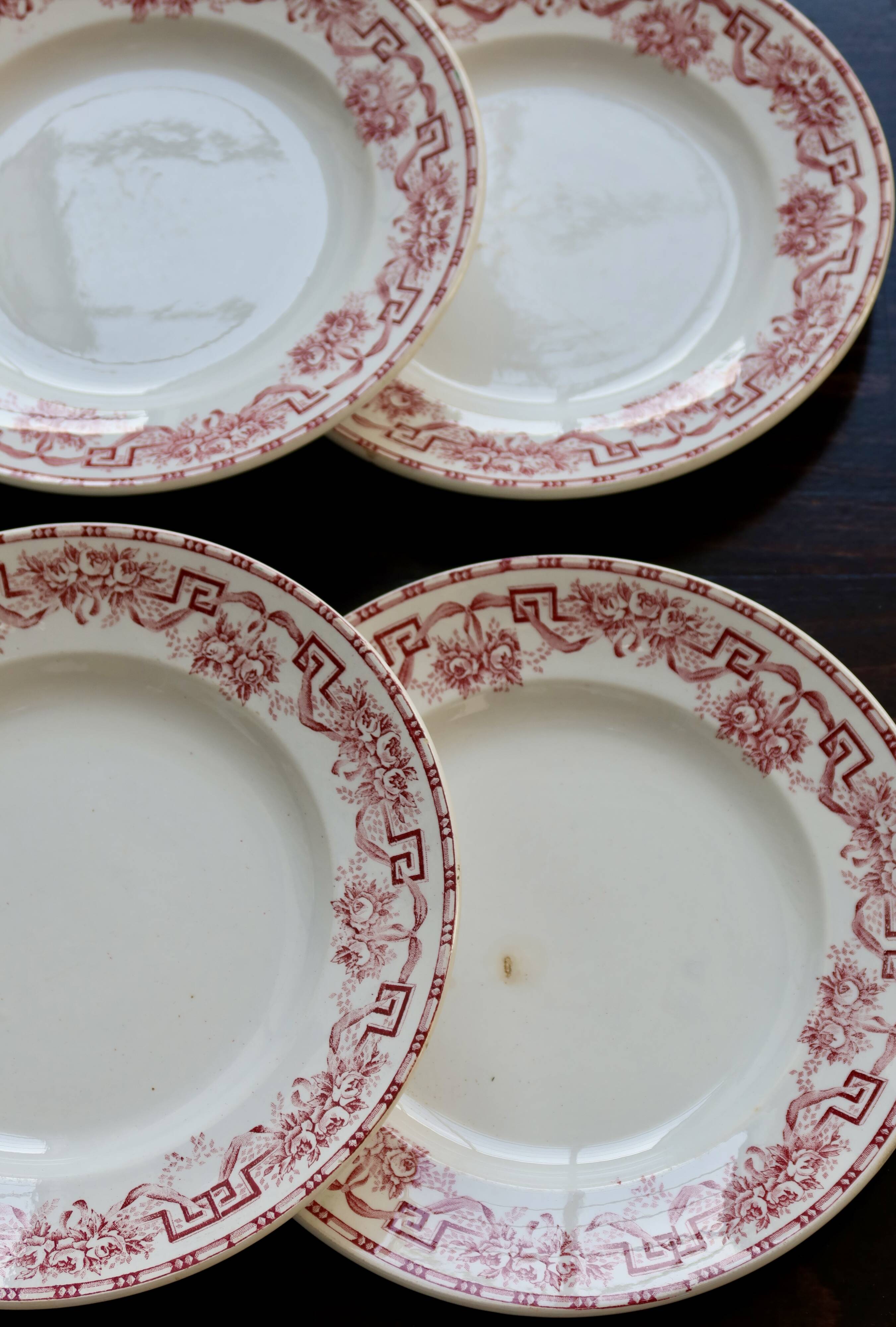 6 vintage ironstone dinner plates - Moulin des Loups - Athens pattern