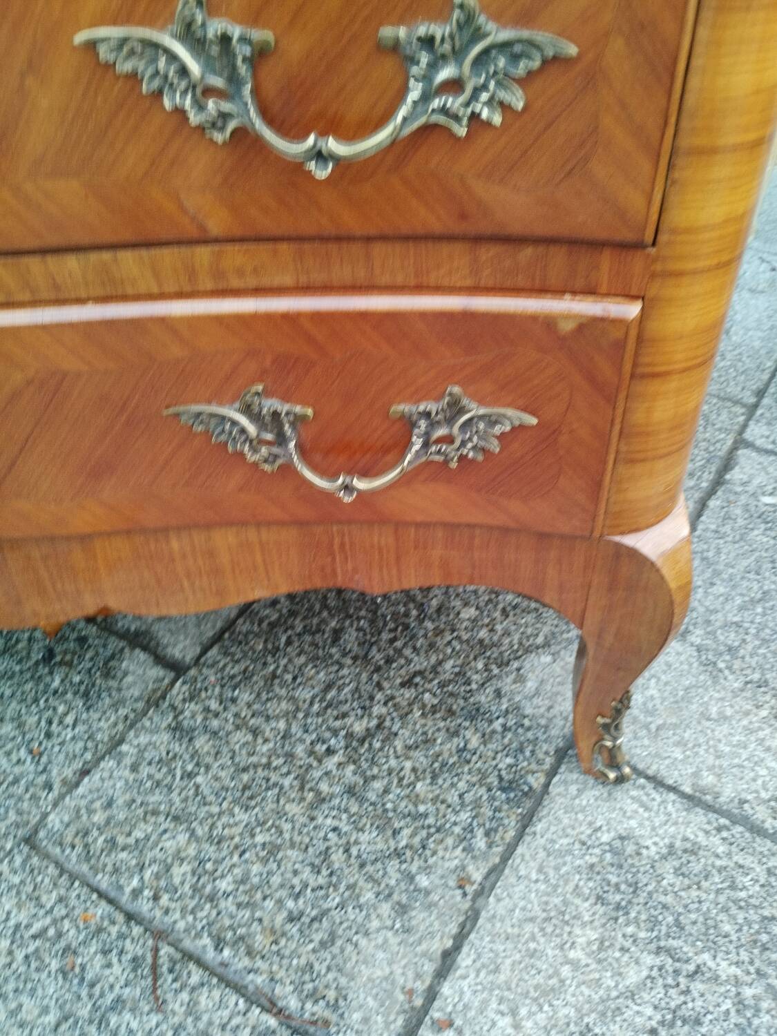 Commode ancienne en bois et marbre style Louis XV
