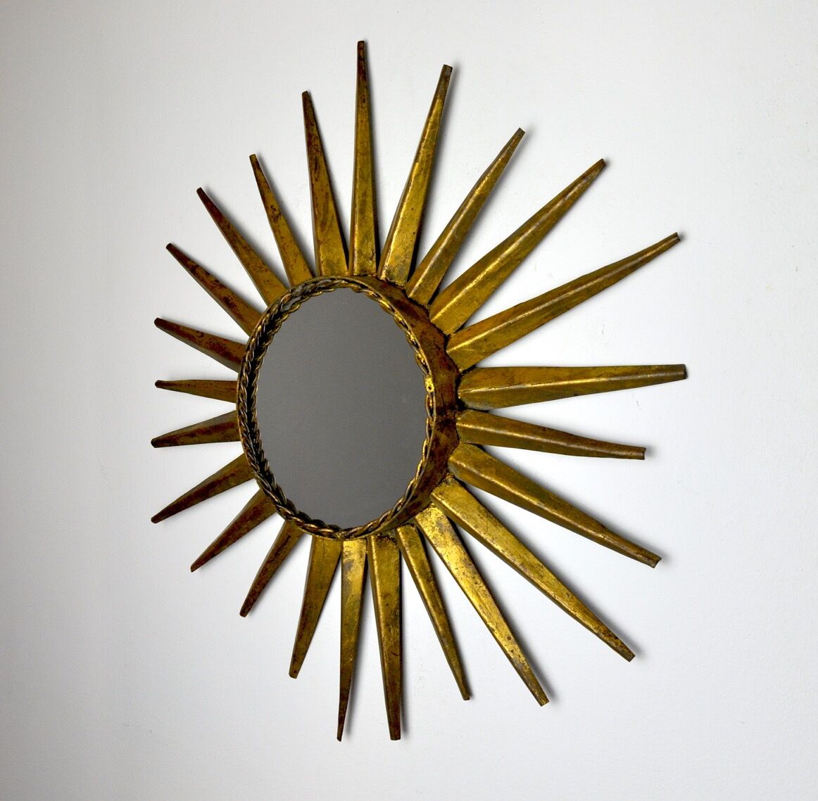 Miroir soleil, gilded metal with gold leaf, Italy, 1960