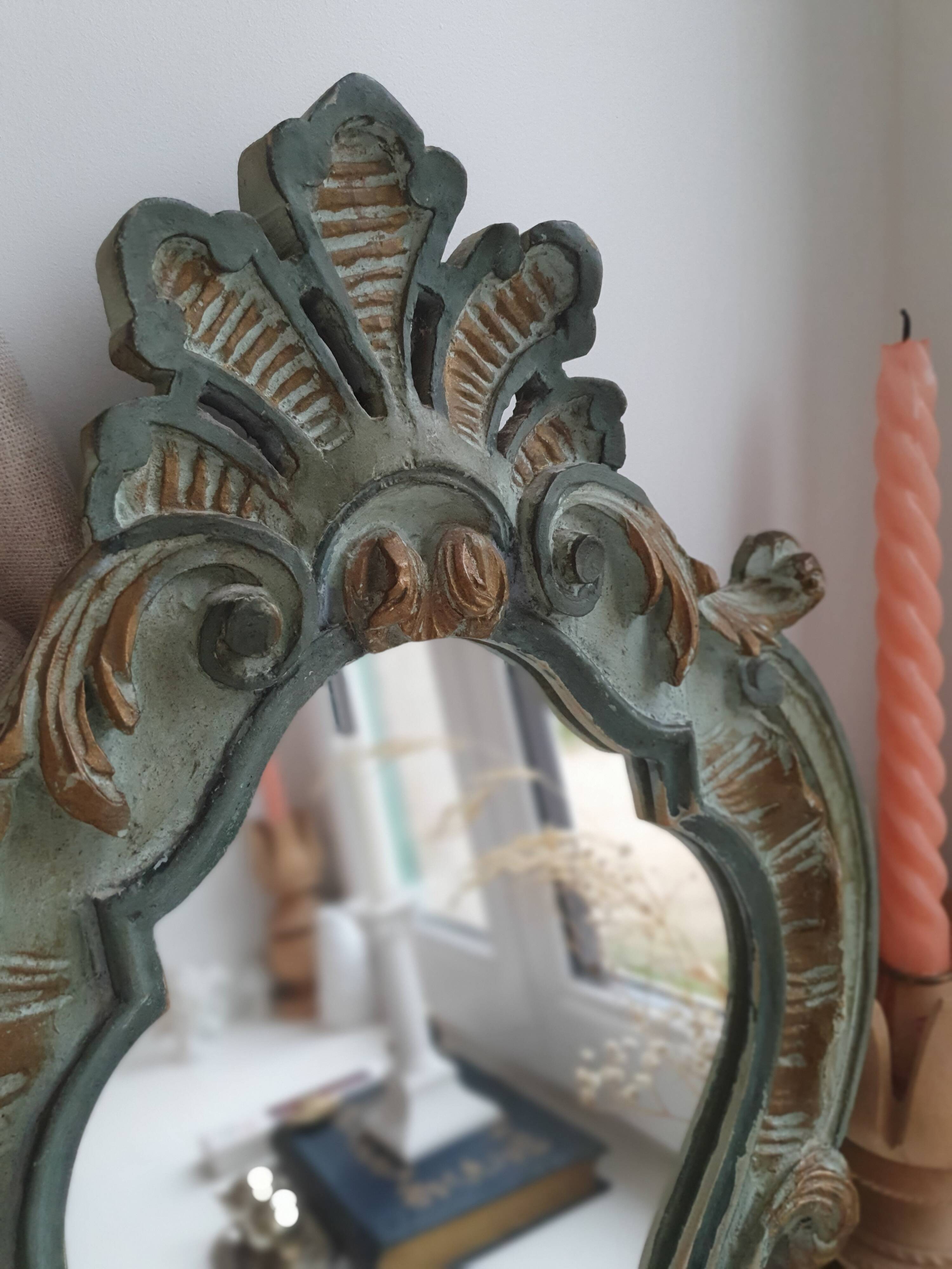 Mirror shell painted wooden Louis XV style