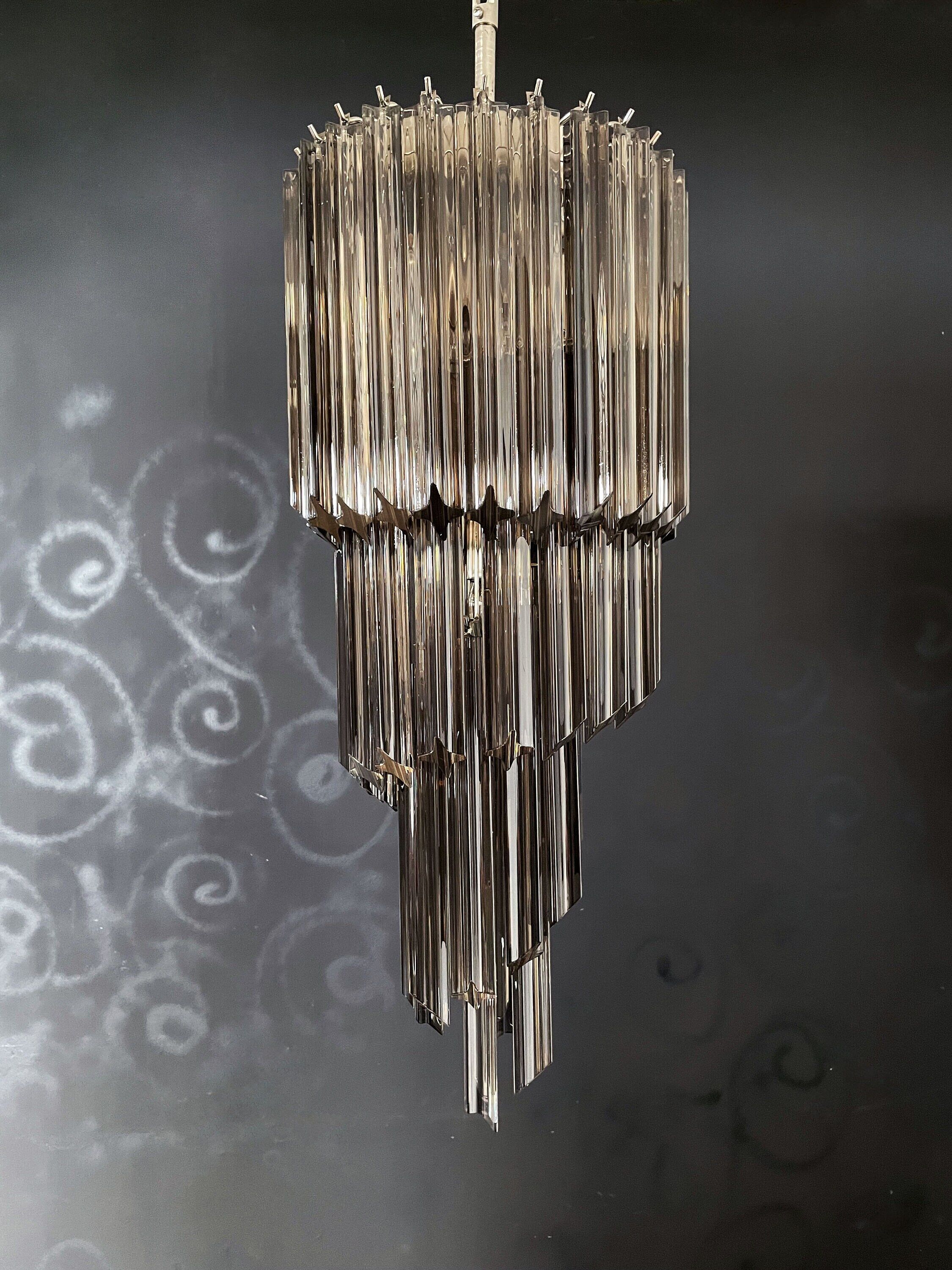Vintage Italian Murano glass chandelier – 54 smoked prisms