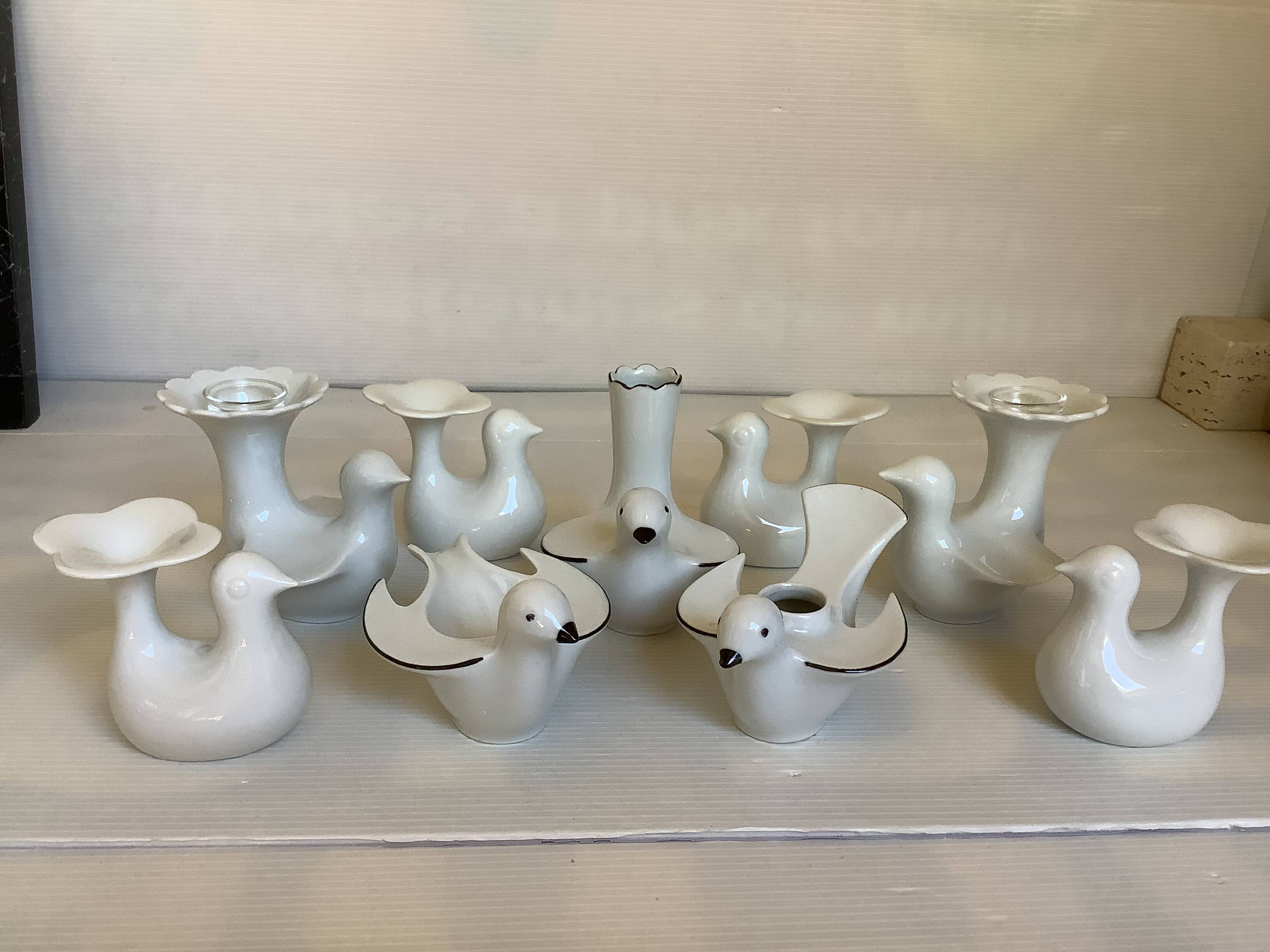 Eight bird candlesticks from Bavaria and Arzberg, Germany