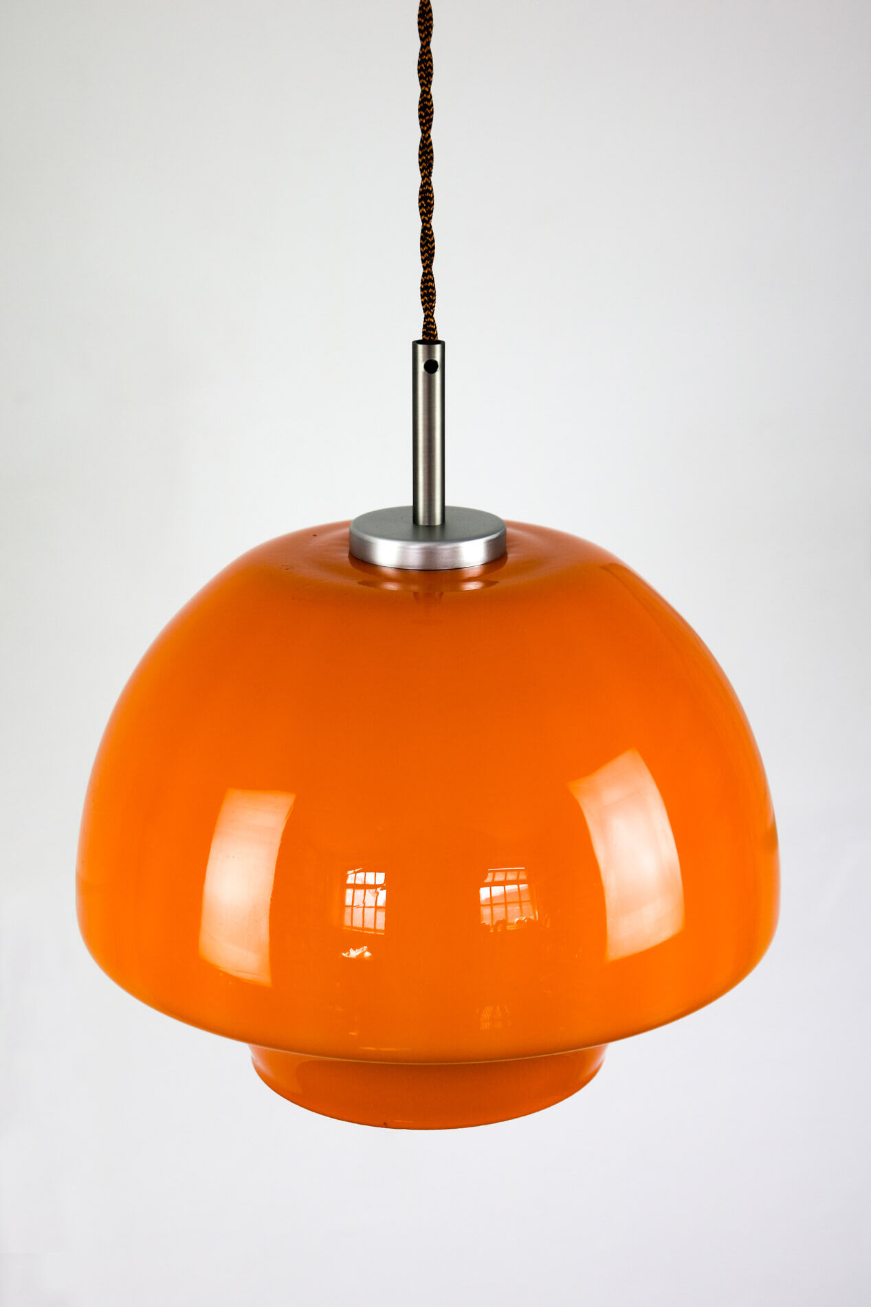Suspension en verre orange du milieu du siècle