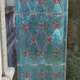 Old stained glass window in the Middle Ages style