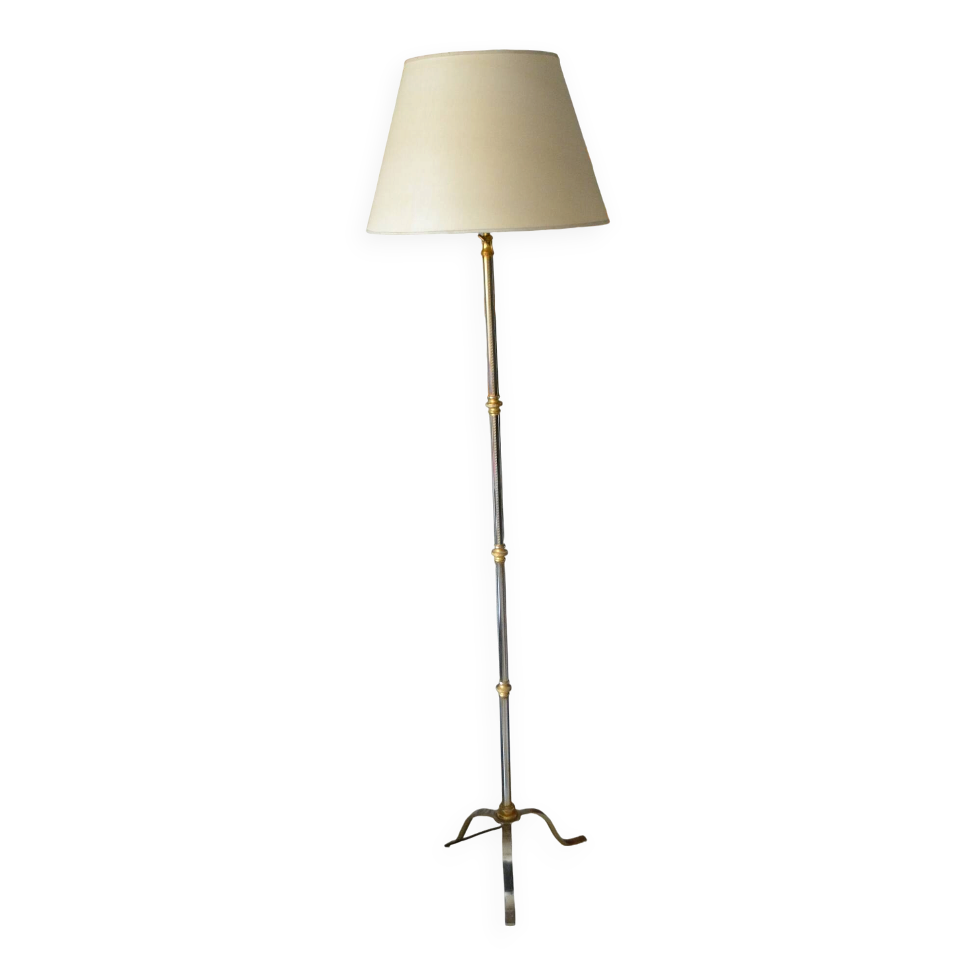 Lampadaire vintage tripode extensible laiton doré