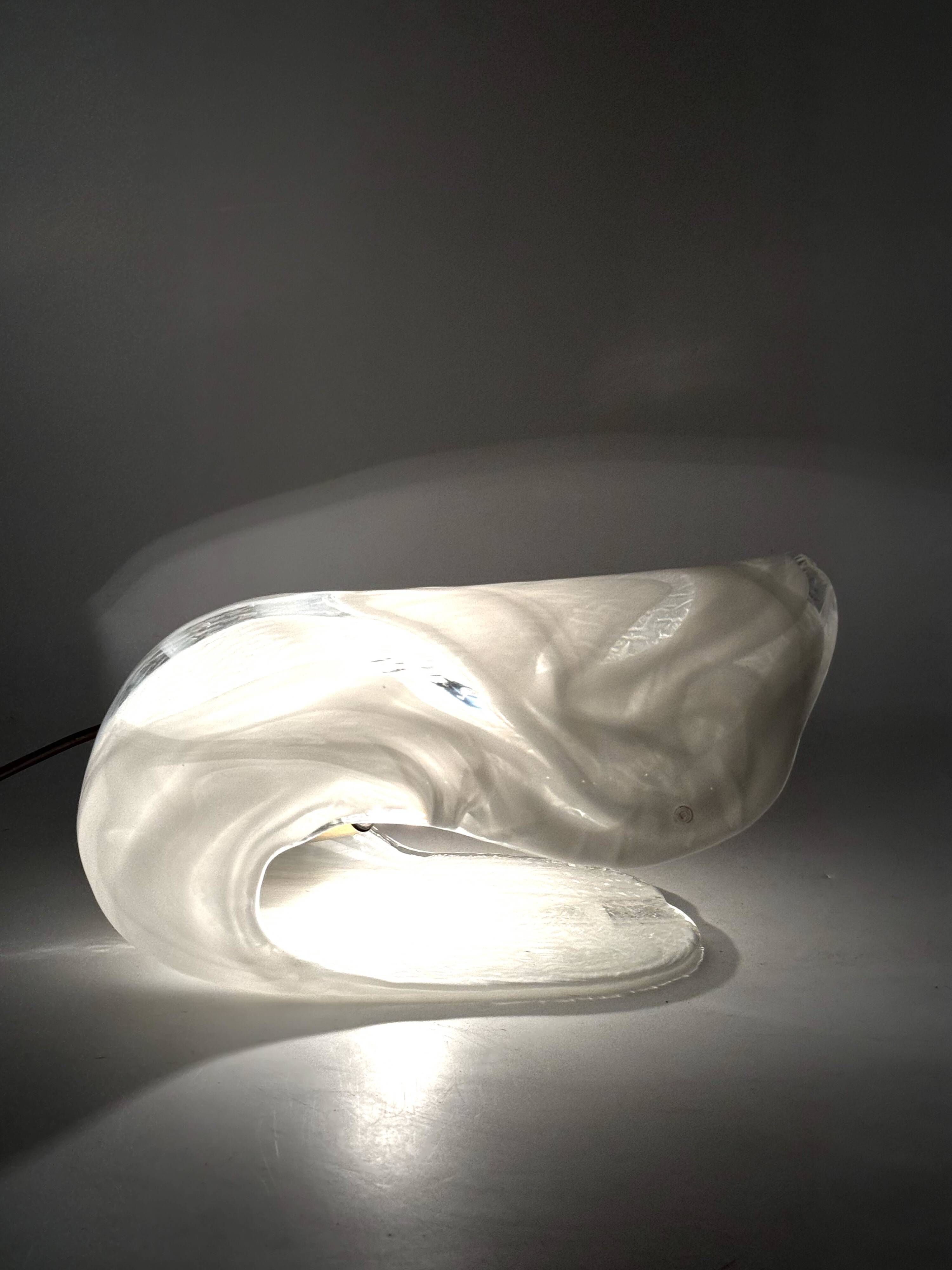 Murano blown shell shaped glass sculptural table lamp, La Murrina Italy 197